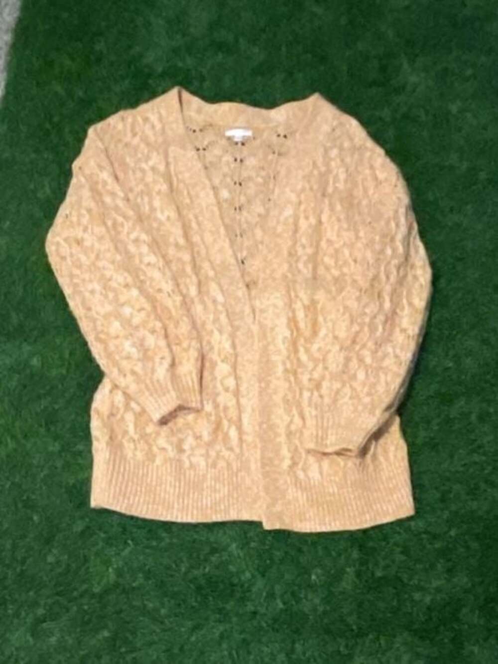 LC Lauren Conrad Open Front Knit Cardigan Sweater Yellow Size L